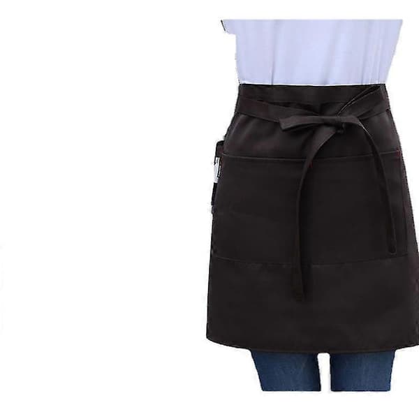 Midjeförkläde med fickor för servitris, restaurang, bar, café (4-pack, svart)