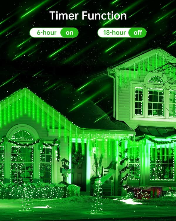 10-Rör 240-LED Meteorregn Ljus – Grön 3,5M Utomhus Jul/Gran