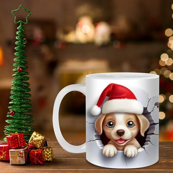 Kaffe- och tekopp, 3D-julmugg, mjölkkopp, tekopp, dekoration, julklapp till vänner