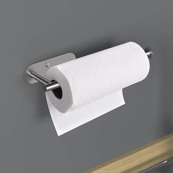 Papirhåndkleholder for underskap, dobbel stang SS, lim/bor
