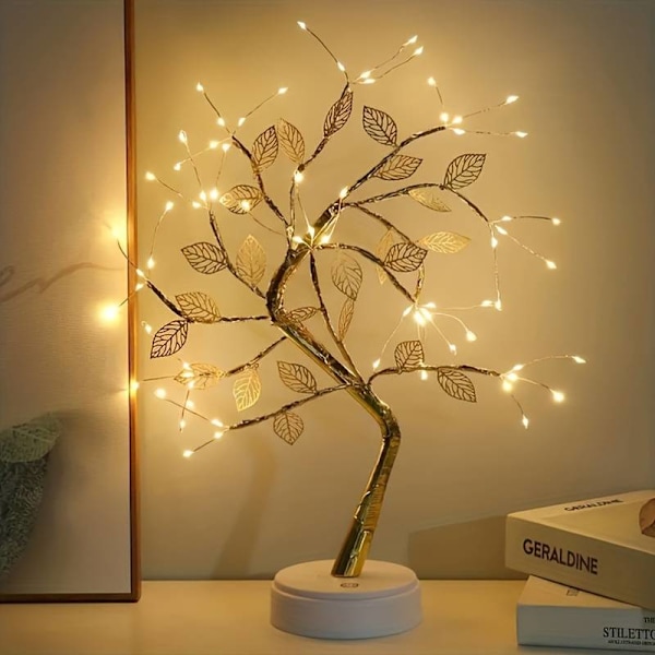 LED-trädlampa med guldfolie: USB och touch-switch, perfekt för hemdekoration, bröllop, jul