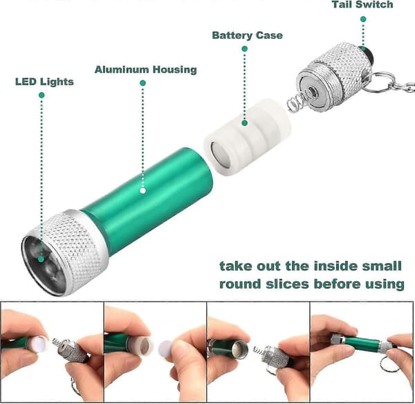 30 kpl Mini LED-taskulamppu avaimenperä kannettava 5 polttimon LED-taskulamppu