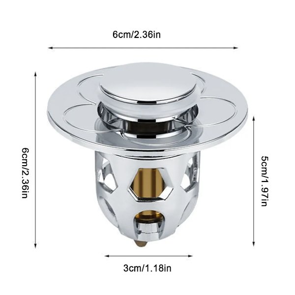 2 st diskbänkspropp, diskbänkspropp pop-up universell avloppssil med anti-igensättningsfilter, 34-40 mm diameter, grå