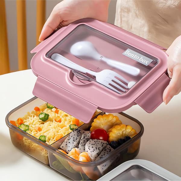Bärbar delad lunchlåda, 1400 ml, mikrovågsugnslåda