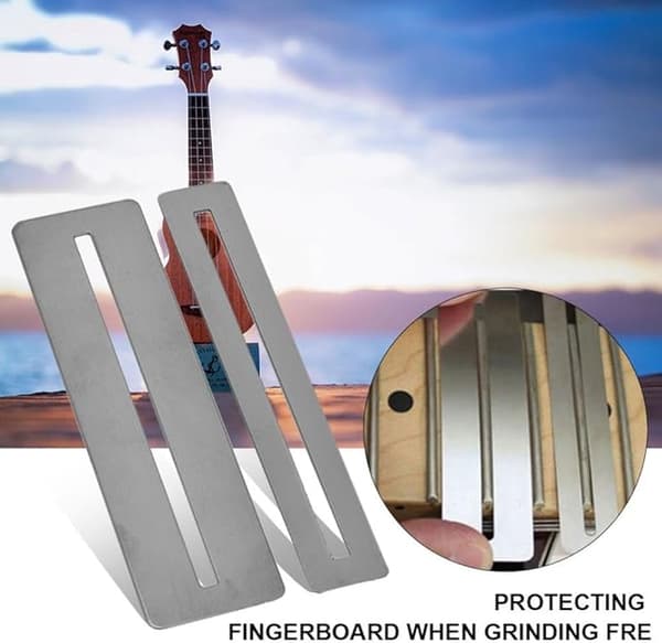 Gitarrband Filset, Universal Platt Fil med Halkfritt Grepp 2X Brickor Rostfritt Stål Gitarrslipverktyg för Gitarr, Bas, Mandolin, Banjo