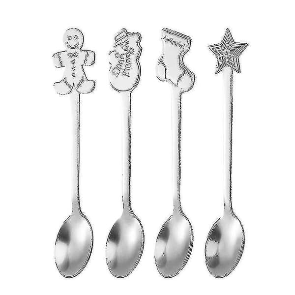 12 juleskeer i rustfrit stål, mini skeer til kaffe, te, suppe, sukker, dessert, krydderi