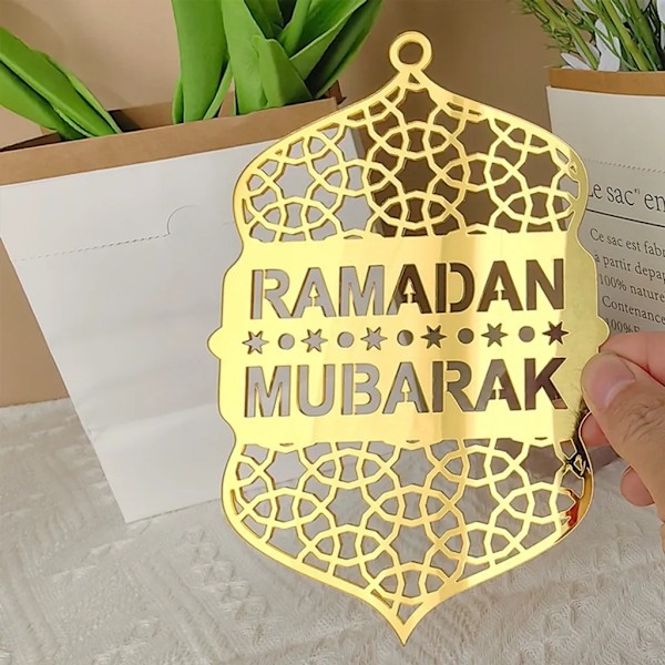 Hengende ornament, akryldekorasjon, halvmåne-stjernestil lysform for Ramadan-dekorasjoner