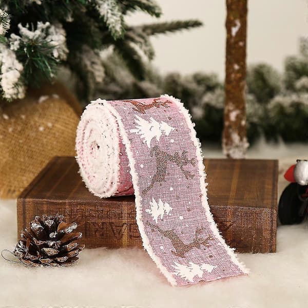 Tryckt säckväv julgran snöflinga älgbands lämpligt för presentinslagning bröllop krans rosett dekoration