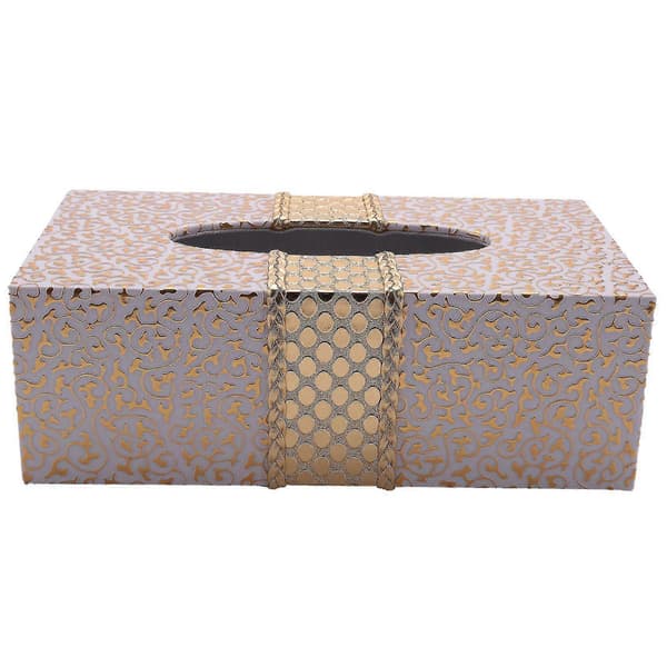 Rektangulär Tissue Box för Bil och Hem, Servetthållare, Vit och Guld