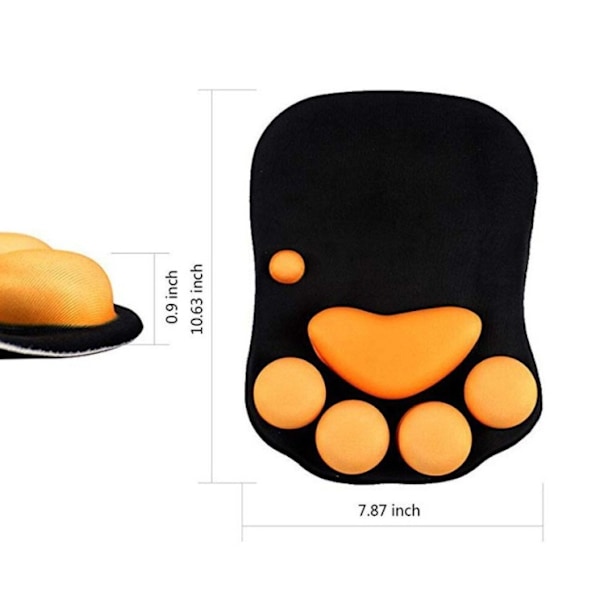 Musmatta med handledsstöd, ergonomisk musmatta, silikonmusmatta, halkfri bas, för hem/kontor/spel, orange svart
