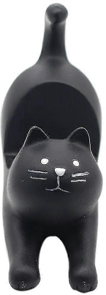 Resin Kat Telefonholder, Mini Lazy Skrivebordsindretning, Bærbar Sort