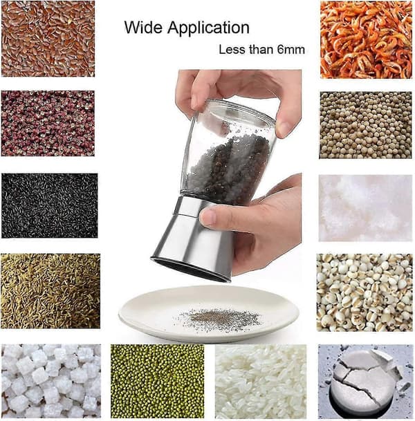 6oz Salt- og pepperkverner i rustfritt stål – Justerbart glasskvernsett