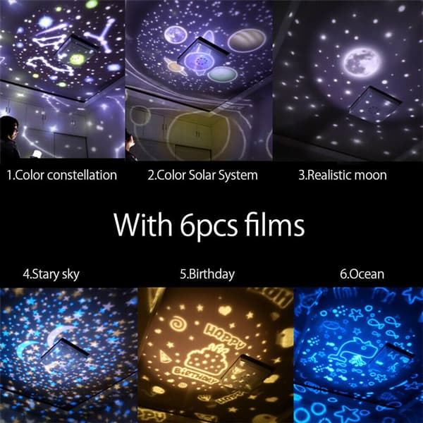 LED Projektor Stjernehimmel Lampe Projektor Lampe Nattlys Barnegave