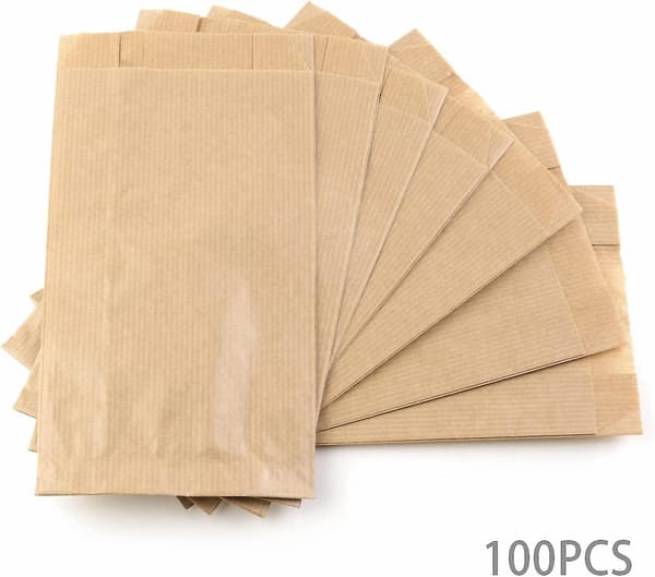 100 Mini Kraft Presentpåsar – 9×15×5 cm Vintage Papper Party/Jul Kuvert