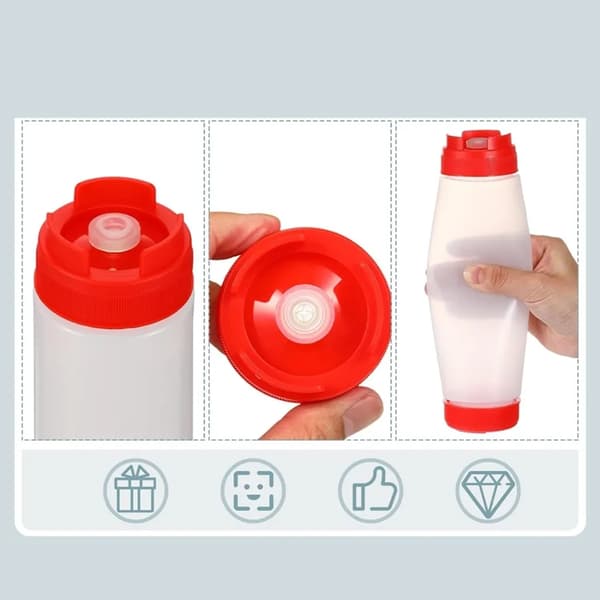 Puristinpullo, 450 ml 16oz muovipuristinpullo, BPA-vapaa, ei vuoda maustepulloja (punainen)