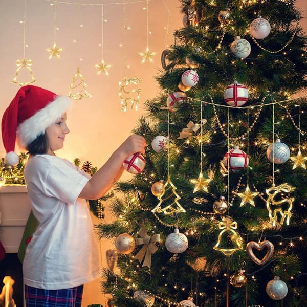 126-LED Vindusgardinlys – 8 Moduser Fjernkontroll, Varmhvit Jul/Innendørs
