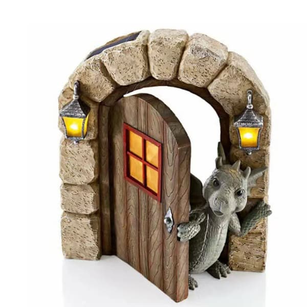 Havefigur af drage til haven, dragefigur, boligindretning, dinosaurfigur, havefigur, havedrage