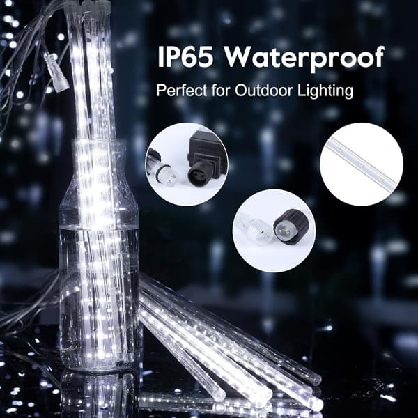 10-Rørs 240-LED Meteorregn Lys – Hvid 3,5M Udendørs Jul/Træ