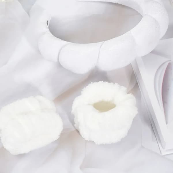 3-pack pannband handledsskydd set, spa ansiktshårband handled, handled spa handledsskydd, för hudvård, ansiktsrengöring, dusch (vit)