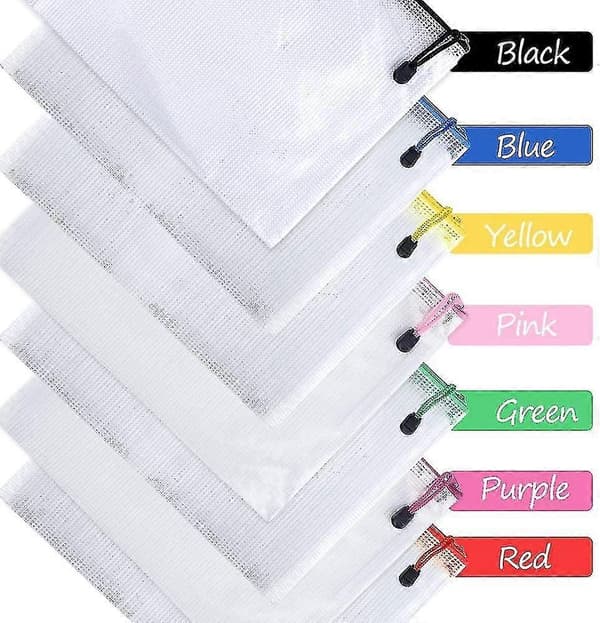 21 Stykker Filposer A5 Lynlåsmappe Plastik Mesh Folder--