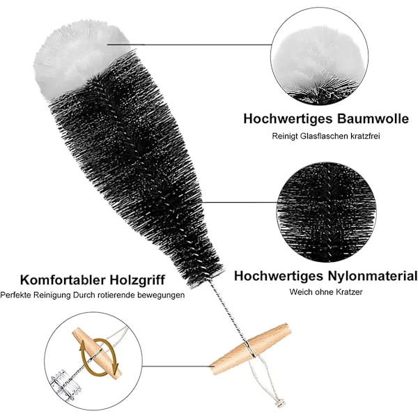 Flaskborste glasflaska, 2 st flaskborste skonsam & repfri rengöring flaskborste