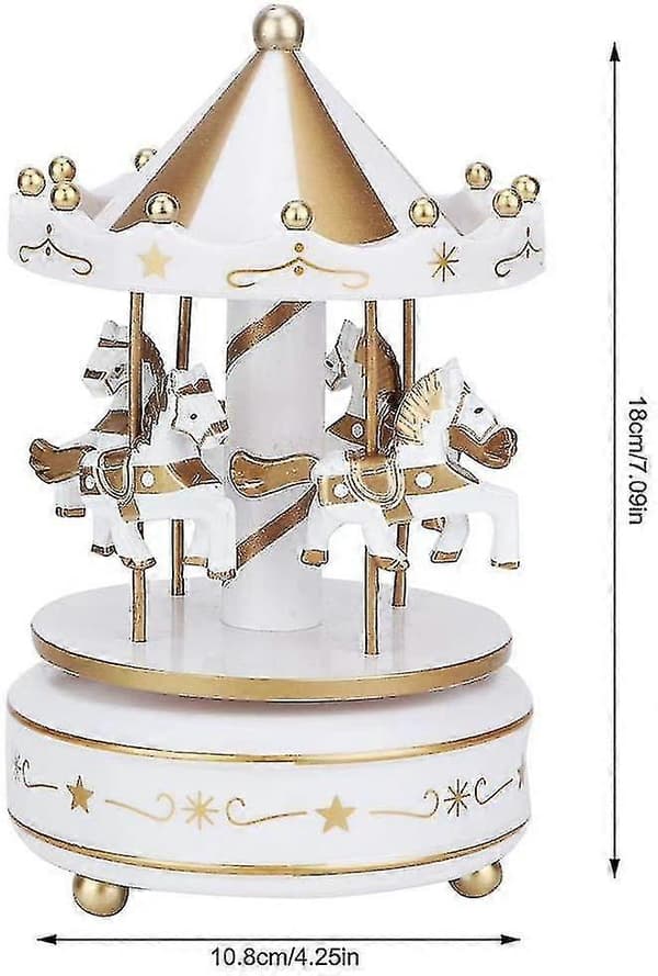 Karusell Musikkboks Karusell Merry-Go-Round Gave Bursdagsgave (Hvit)