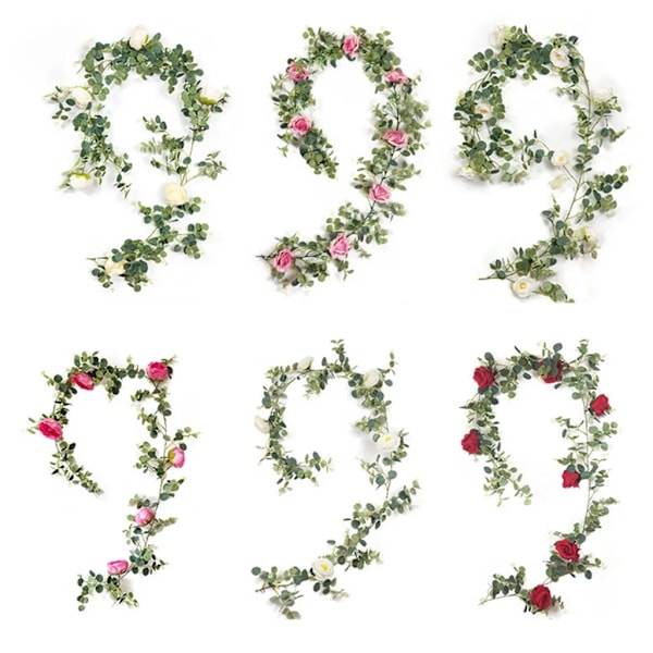 Rosegirlander girlander kunstige blomster 1,85 meter silkeblomst falsk blomst rosegirlander hengende vinbryllupsfest hagedekorasjon