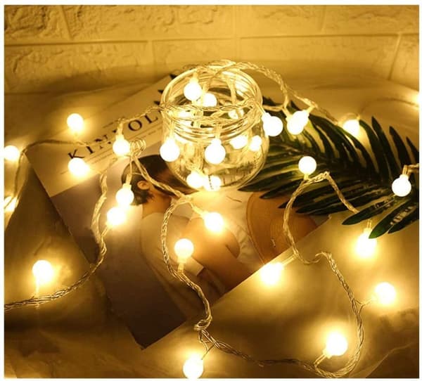 10m 100 LED Krystallkulelys, USB, Vanntett, Jul