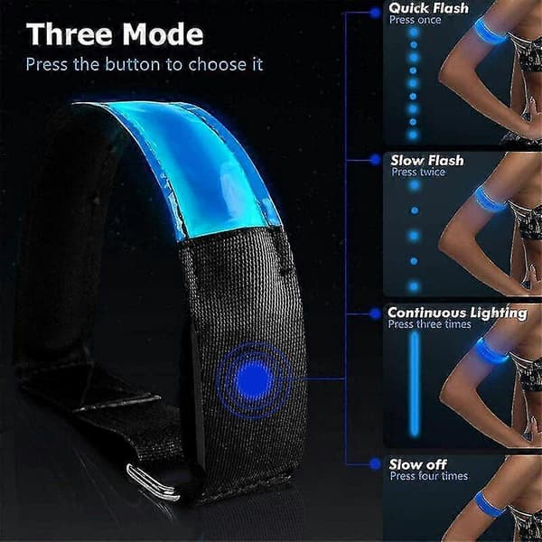 2-pakning USB LED Armbånd, Justerbart Reflekterende Løpelys