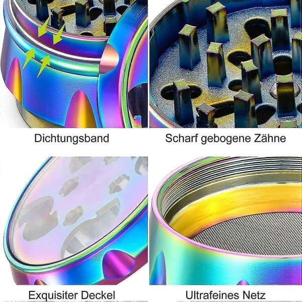 Urte grinder, krydderi grinder 4 dele, krydderi knuser, kaffekværn, lavet af zinklegering