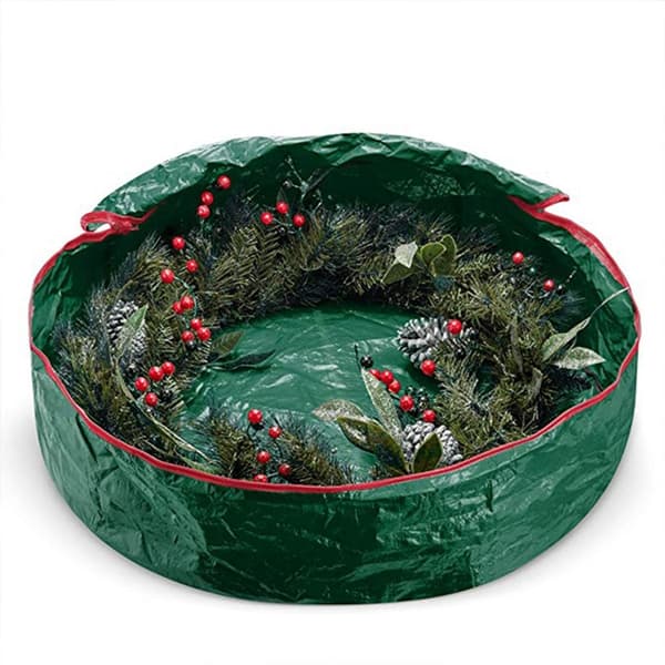 Opbevaringspose til julekrans, opbevaringsbeholder til krans, lynlåspose, (grøn), 60*18cm