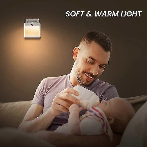 2-pakning Plug-In LED Nattlys – Bevegelse/Skumring-til-daggry Varm Hvit