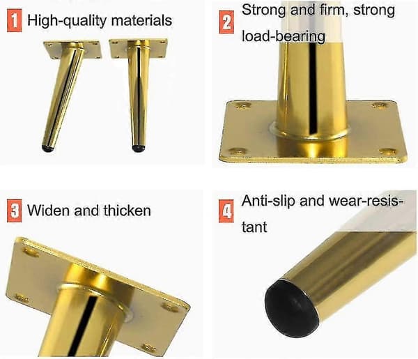 DIY Vinklede Metallbordben – Koniske Sofa/Kaffe/Skap 4-pakning