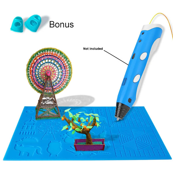 3D pen skabelon, 3D print pen skabelon, 3D pen pad, dyremønster stor pad, hjælpsom til begyndere, børn og 3D pen kunstnere (blå)