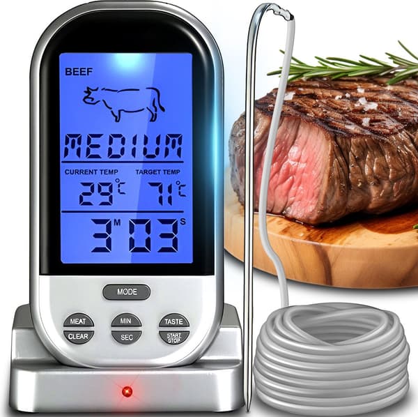 Grilltermometer Digital Radio Trådlös Kötttermometer Grilltermometer Grill Digital Termometer Temperaturområde 250 °C