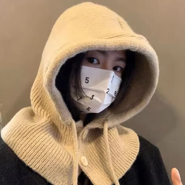 Dame Vinterlue Hette Skjerf Balaclava (Beige)