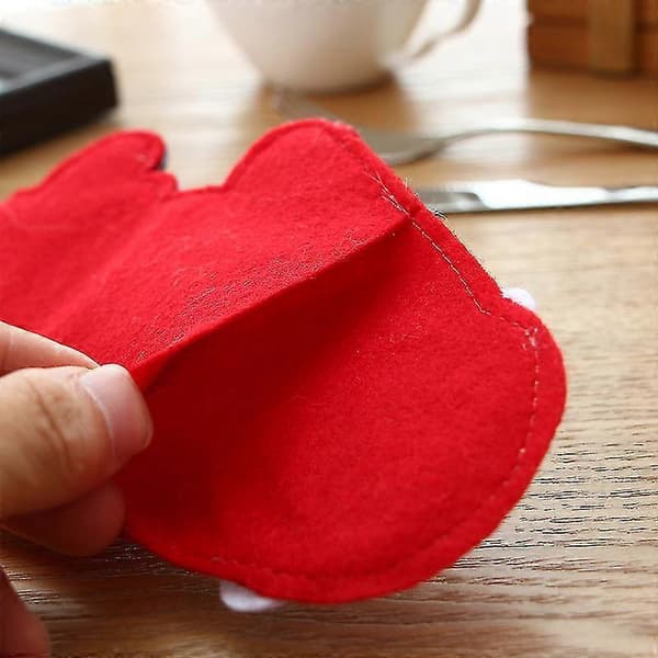 Underbar Jultomte Snögubbe Älg Bestickhållare Bestickväska Röd 3 Delar