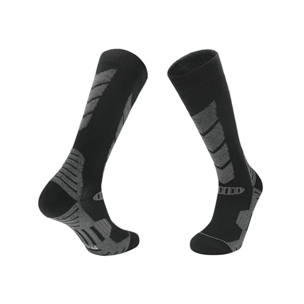 1 pair of ski socks, thermal socks for men and women, warm support stockings knee high (black/grey/39-44)