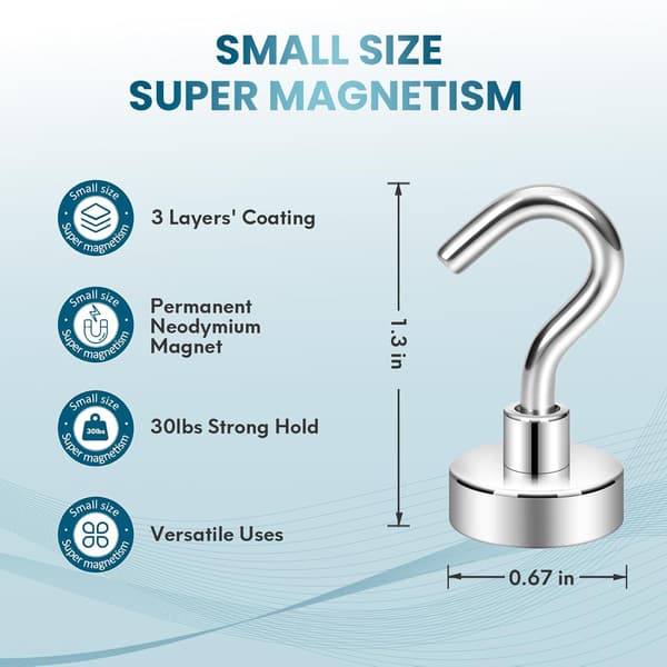 10 magnetiska krokar - starka magnetkrokar över 5 kg