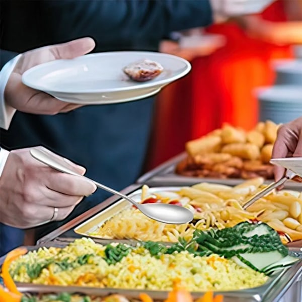 3-delt salatbestiksæt, salatske og -gaffel, rustfrit stål, salatske og -gaffel, tåler opvaskemaskine (sølv)