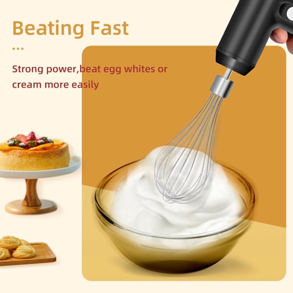 Rostfritt stål elektrisk handmixer, USB-laddningsbar elektrisk handmixer sladdlös elektrisk mixer