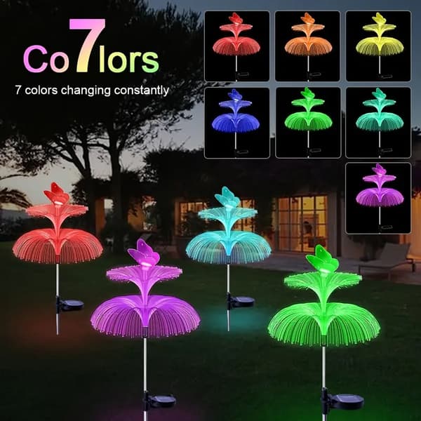 LED solcelle sommerfuglehave lys, udendørs dekoration