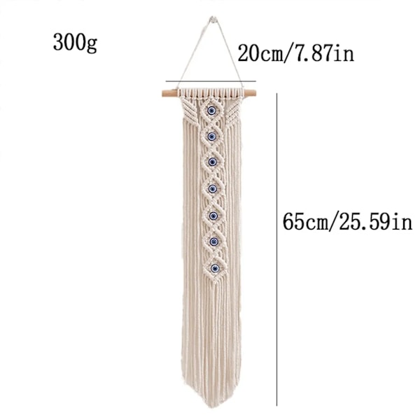 Macrame väggdekoration, ont öga, drömfångare, väggbonad boho chic bohemisk vävd heminredning