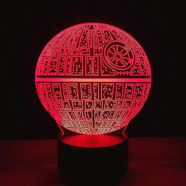3D Illusion Platform Natlampe Touch Switch 7 Farveskift USB Strøm LED Bordlampe Egnet til Boligindretning eller Feriegave (Dødsstjerne)