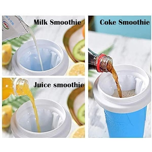 Klemmekopp, frysekopp, milkshake smoothie kopp med 2-i-1 sugerør og skje, bærbar klemmekopp (grønn)