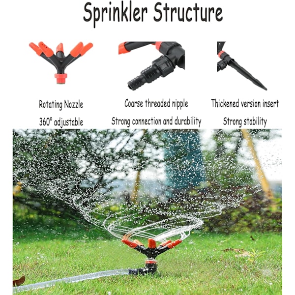 360 ° automatisk roterende sprinklerhoved med dyse, justerbar