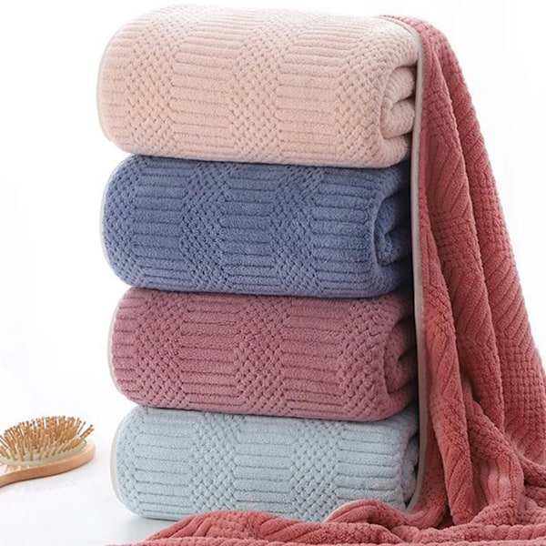 Strandhandduk, strandhandduk 70*140cm, mikrofiber strandhandduk, snabbtorkande sandtät handduk (ljusrosa)