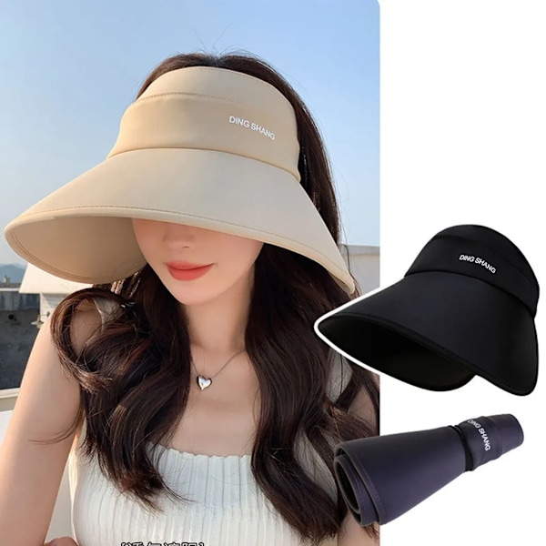 Sun hat women sun protection visor cap with large brim summer cap sun hat for outdoor (dark grey)