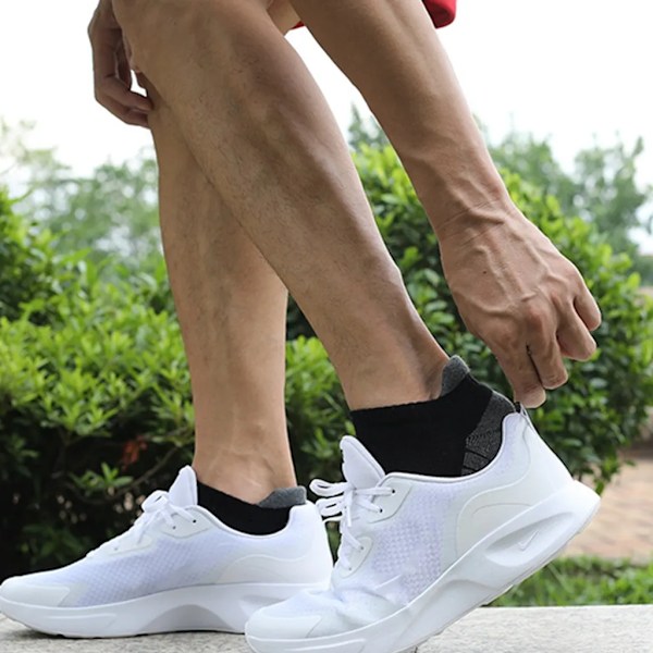 6 par sneakersokker til kvinder og mænd, sportsstrømper med polstring, åndbare bomuldssokker (sort, XL47-50)