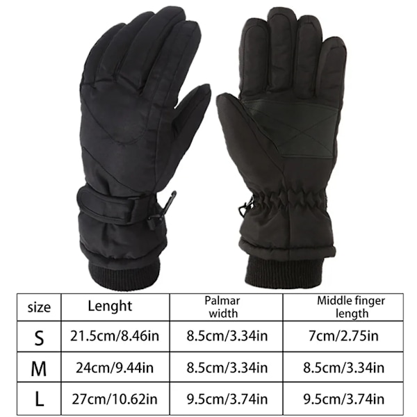 Skigloves for barn, vanntette og vindtette snøhansker, ensfargede vinterhansker (størrelse S)